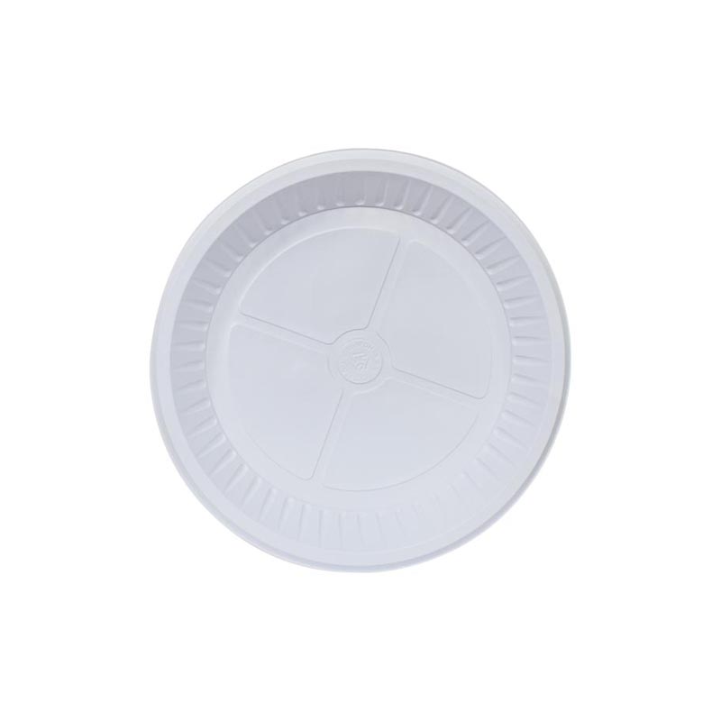 صحن بلاستيك دائري للاستعمال مرة واحدة | رقم 22 سميك – قطر 19 سم – حزمة تحتوي على 50 صحن – لون ابيض
