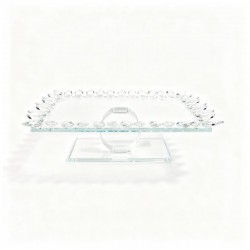 صينية تقديم زجاج بأطراف كريستال شفاف – 30×20×10 سم