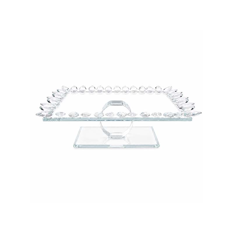 Glass Serving Tray with Clear Crystal Edges – 30×20×10 cm Glass Serving Tray with Clear Crystal Edges – 30×20×10 cm