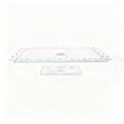 صينية تقديم زجاج بأطراف كريستال شفاف – 40×20×10 سم