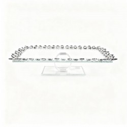 صينية تقديم زجاج بأطراف كريستال رمادي – 40×20×10 سم