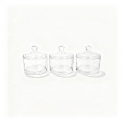 طقم 3 حبات سكرية قزاز مع غطاء – قطر 6 سم ارتفاع 3 سم