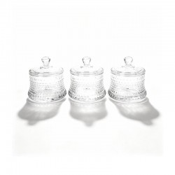 طقم 3 حبات سكرية قزاز مع غطاء – قطر 6 سم ارتفاع 4.5 سم