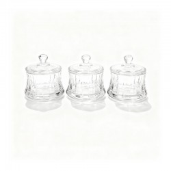 طقم 3 حبات سكرية قزاز مع غطاء – قطر 6 سم ارتفاع 4.5 سم