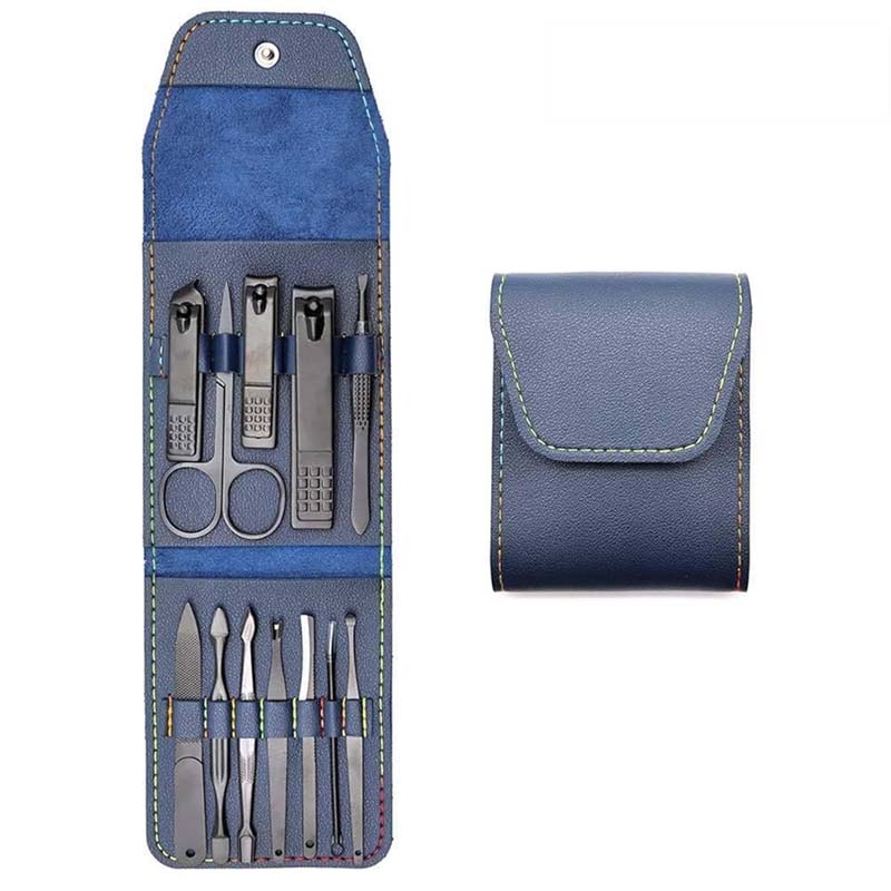 مجموعة أدوات عناية شخصية متكاملة – 12 قطعة متعددة الاستخدام للعناية بالأظافر واليدين والقدمين والوجه مع بوك جلدي للحفظ