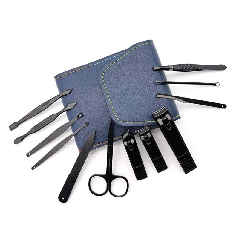 مجموعة أدوات عناية شخصية متكاملة – 12 قطعة متعددة الاستخدام للعناية بالأظافر واليدين والقدمين والوجه مع بوك جلدي للحفظ