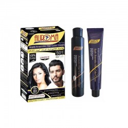 كريم تلوين الشعر من اوروما – لون اسود طبيعي 100 جم + كريم مظهر 100 جم + مشطين