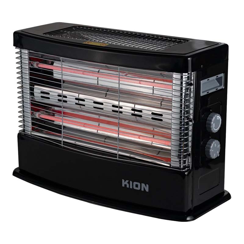 دفاية كهربائية كيون مزودة بـ 4 أنابيب كوارتز – قدرة 1600 واط – 220-240 فولت / 50-60 هرتز – إمكانية التحكم بدرجة الحرارة – حماية من الحرارة الزائدة – مزودة بعجلات لسهولة النقل – رقم الصنف KH/2650B – لون أسود – ضمان سنتين – صناعة صينية