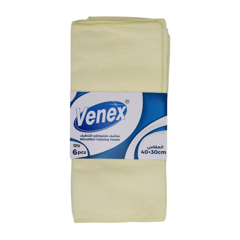 فينكس مناشف تنظيف مايكروفايبر متعددة الاستخدام مقاس 40×30 سم – 6 حبات بلون واحد من اختيارك (اخضر فاتح، اصفر فاتح، وردي فاتح، سماوي فاتح)