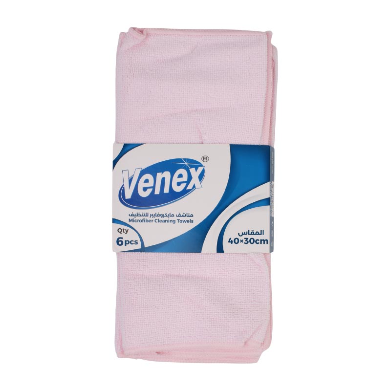فينكس مناشف تنظيف مايكروفايبر متعددة الاستخدام مقاس 40×30 سم – 6 حبات بلون واحد من اختيارك (اخضر فاتح، اصفر فاتح، وردي فاتح، سماوي فاتح)