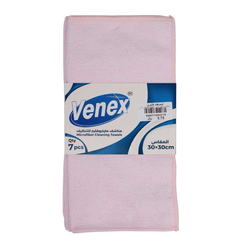 فينكس مناشف تنظيف مايكروفايبر متعددة الاستخدام مقاس 30×30 سم – 7 حبات بلون واحد من اختيارك (اخضر فاتح، اصفر فاتح، وردي فاتح، سماوي فاتح)