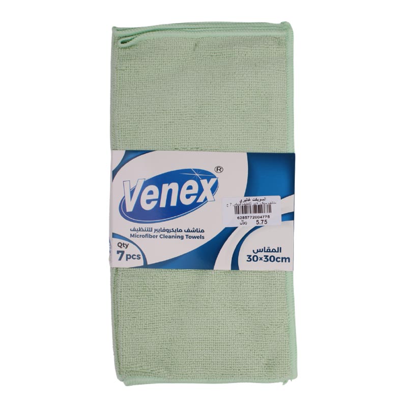 فينكس مناشف تنظيف مايكروفايبر متعددة الاستخدام مقاس 30×30 سم – 7 حبات بلون واحد من اختيارك (اخضر فاتح، اصفر فاتح، وردي فاتح، سماوي فاتح)