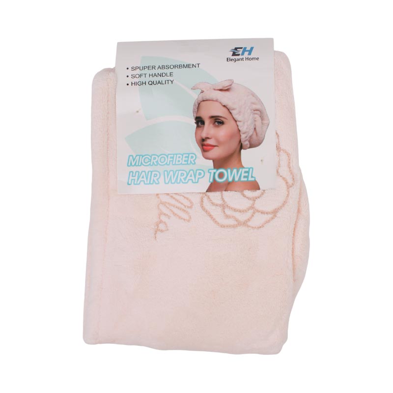 فوطة لف الشعر مايكروفايبر فائقة الامتصاص – لاستخدام ما بعد الاستحمام والعناية بالشعر، متوفرة بأربعة الوان (بنفسجي فاتح، رمادي فاتح، بني فاتح، سكري فاتح)