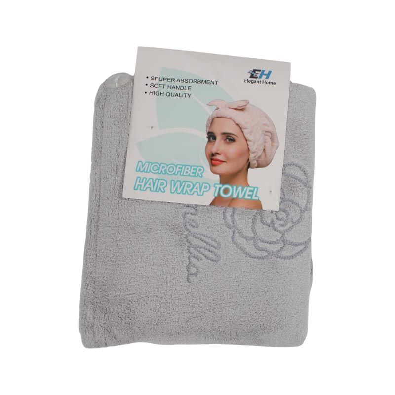 فوطة لف الشعر مايكروفايبر فائقة الامتصاص – لاستخدام ما بعد الاستحمام والعناية بالشعر، متوفرة بأربعة الوان (بنفسجي فاتح، رمادي فاتح، بني فاتح، سكري فاتح)