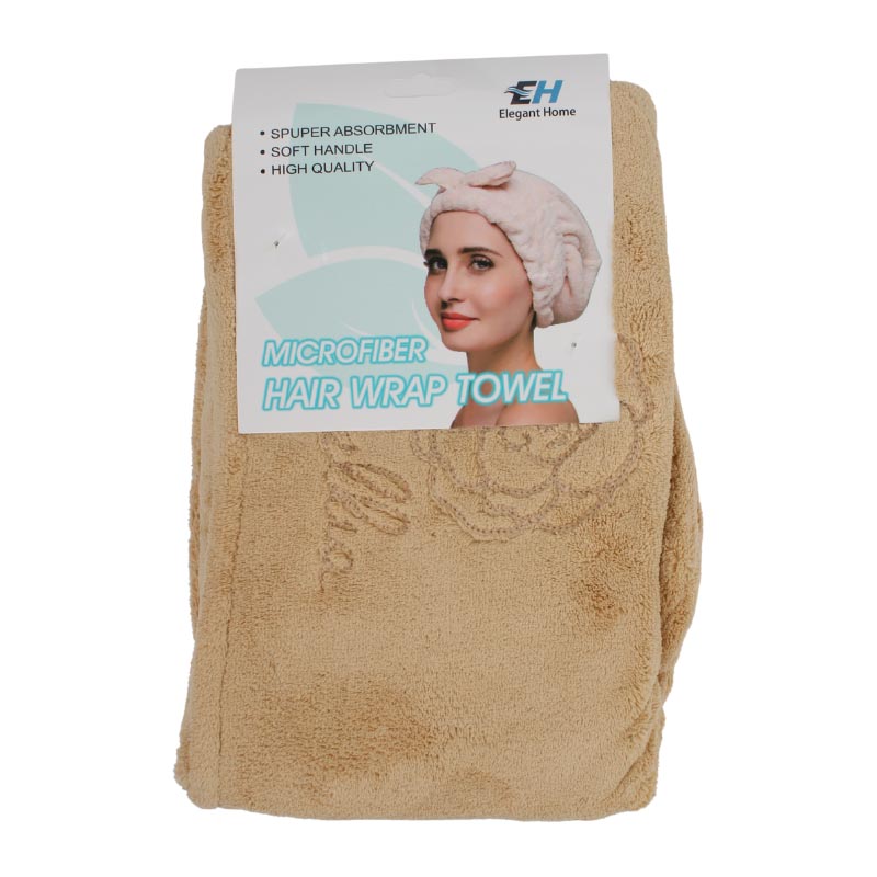 فوطة لف الشعر مايكروفايبر فائقة الامتصاص – لاستخدام ما بعد الاستحمام والعناية بالشعر، متوفرة بأربعة الوان (بنفسجي فاتح، رمادي فاتح، بني فاتح، سكري فاتح)