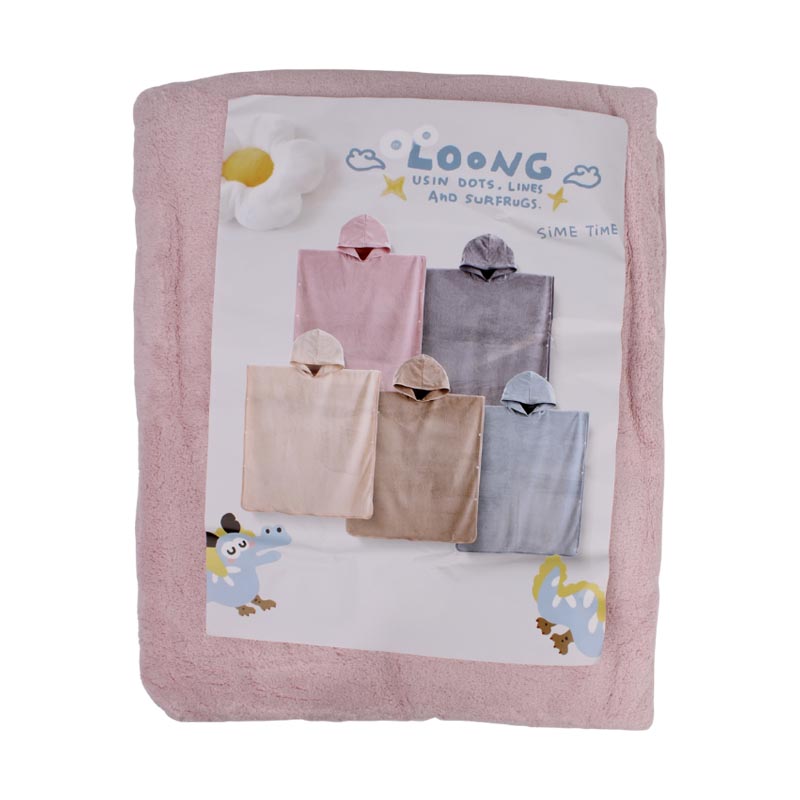 روب حمام عملي للاطفال بعمر 10–12 سنة – خامة مريحة من بوليستر ونايلون مع كاب مدمج وازرار جانبية