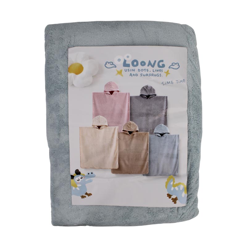 روب حمام عملي للاطفال بعمر 10–12 سنة – خامة مريحة من بوليستر ونايلون مع كاب مدمج وازرار جانبية