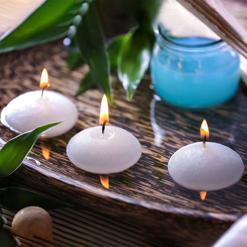 شموع عائمة للماء بعدد 6 شمعات بقطر 4.5 سم – مثالية للمسابح، غرف المساج، أو داخل الأكواب لتزيين الأجواء