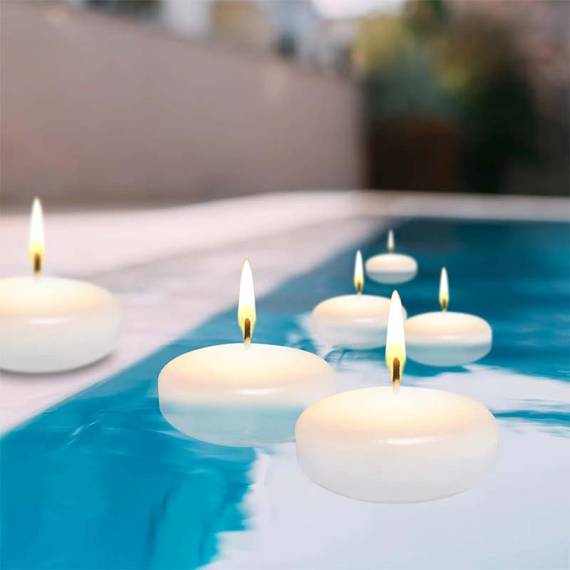 شموع عائمة للماء بعدد 6 شمعات بقطر 4.5 سم – مثالية للمسابح، غرف المساج، أو داخل الأكواب لتزيين الأجواء