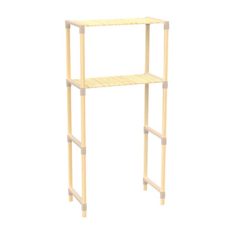 رف غسالة من الخشب الصلب بطبقتين – تصميم عملي مزخرف وسهل التركيب والتنظيف | المقاس: 33×66×127 سم