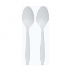 كرتون ملاعق بلاستيك ابيض سميك فاخر – 20 حزمة × 50 حبة = 1000 حبة