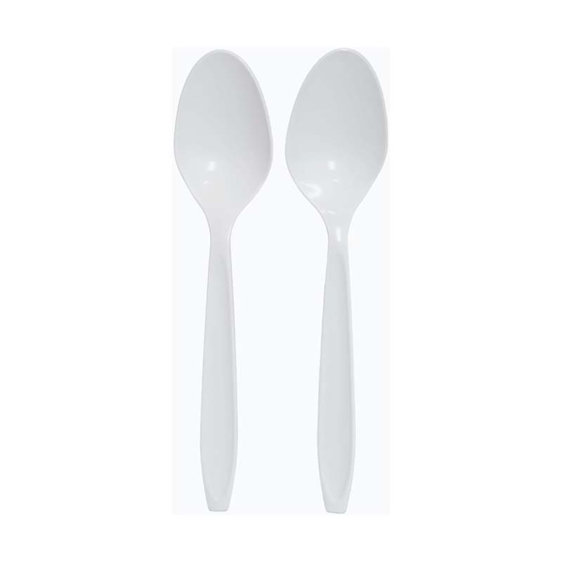 كرتون ملاعق بلاستيك ابيض سميك فاخر – 20 حزمة × 50 حبة = 1000 حبة