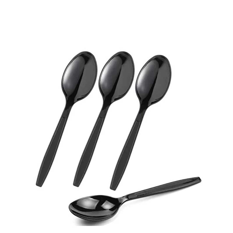 كرتون ملاعق بلاستيك اسود سميك فاخر – 20 حزمة × 50 حبة = 1000 حبة