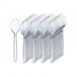 حزمة ملاعق بلاستيك شفاف سميك فاخر 50 حبة