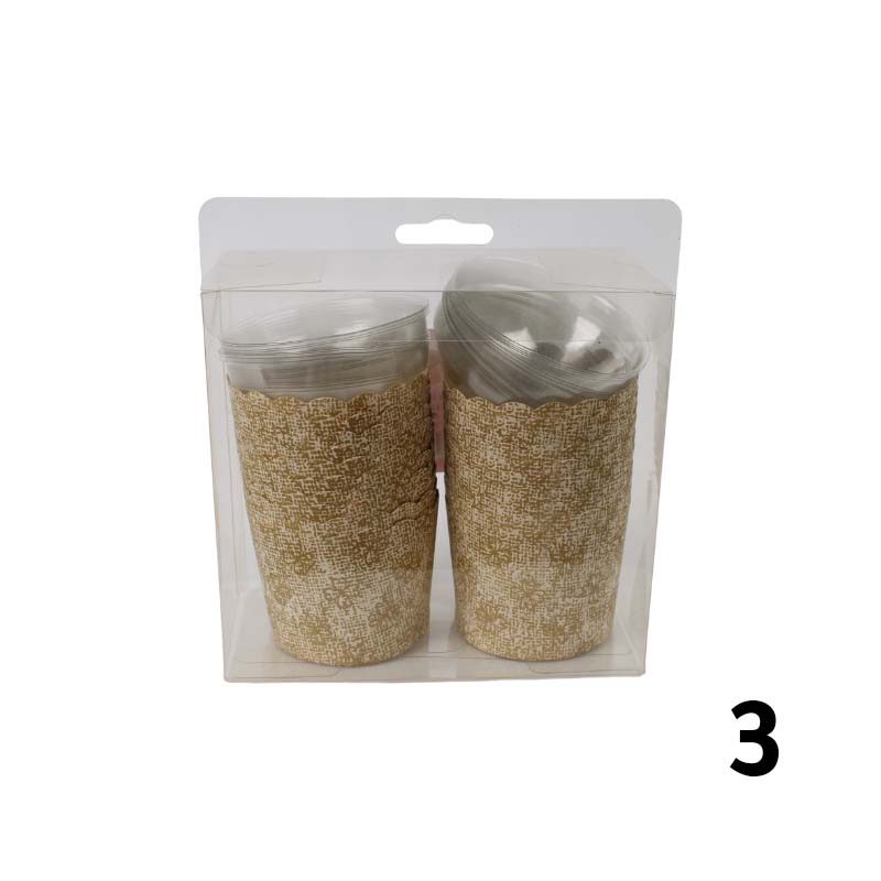 حزمة اكواب كب كيك ورقية بغطاء بلاستيك شفاف – تحتوي على 20 كوب ورقي و20 غطاء بلاستيك، قطر الكوب 6 سم وعمقه 5 سم