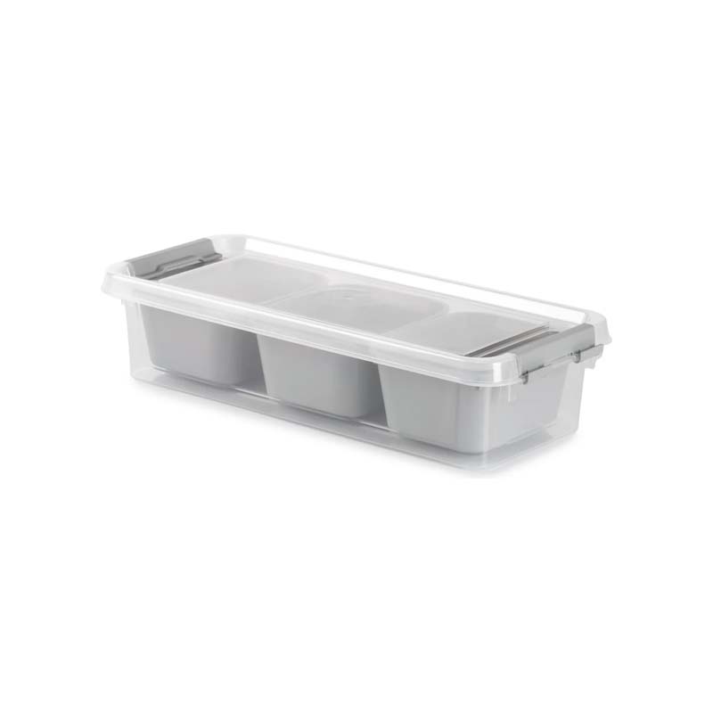 علبة تنظيم بلاستيك شفافة بغطاء محكم وثلاثة صناديق داخلية قابلة للفصل – Hobby Life حجم 27.3×11.3×6.2 سم