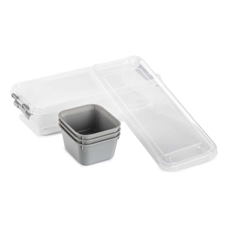 علبة تنظيم بلاستيك شفافة بغطاء محكم وثلاثة صناديق داخلية قابلة للفصل – Hobby Life حجم 27.3×11.3×6.2 سم