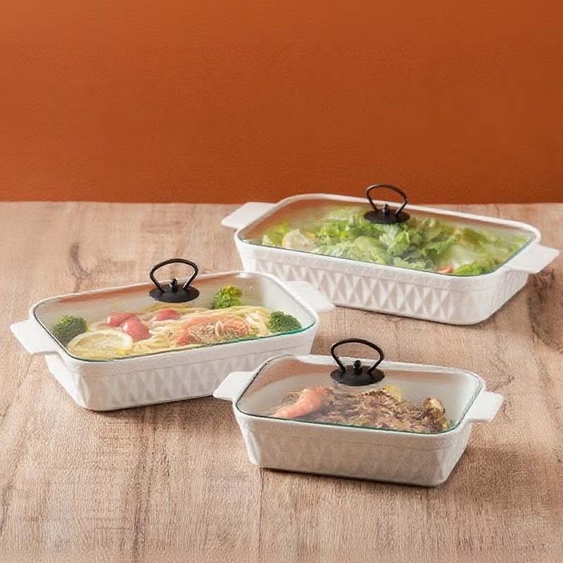 طقم حافظات فرن 3 مقاسات مع غطاء زجاج