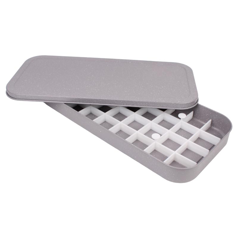 صحن بسبوسة بطلاء جرانيت مع غطاء محكم وقالب تقطيع عملي – الطول 46 سم، العرض 21 سم، العمق 4 سم