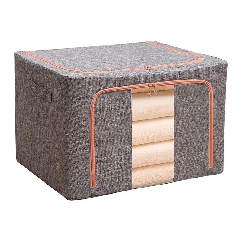 صندوق تنظيم ملابس بحجم كبير مزود بسحابين ونافذة عرض – مقاس 59×42×38 سم