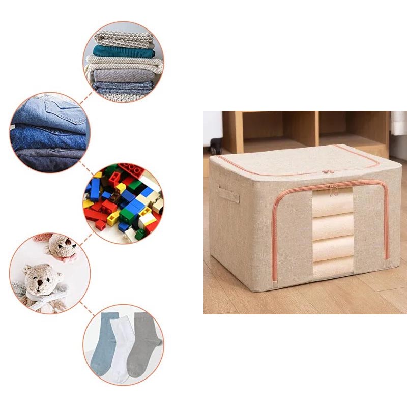 صندوق تنظيم ملابس بحجم صغير مزود بسحابين ونافذة عرض – مقاس 40×30×20 سم