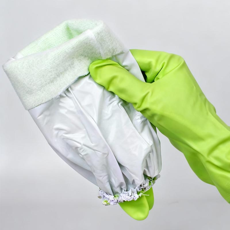 قفاز تنظيف طويل مبطن بالقطن للاستخدام في الغسيل والمطبخ والتنظيف – 2 حبة