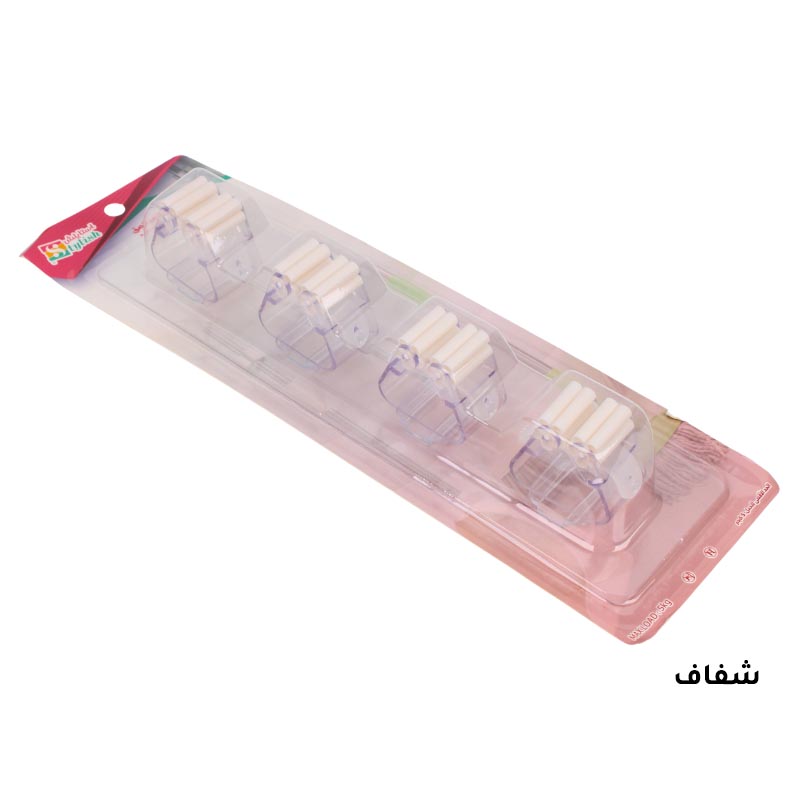 منظم مكانس لاصق لتثبيت العصا على الجدار – 4 حبات متصلة في قطعة واحدة