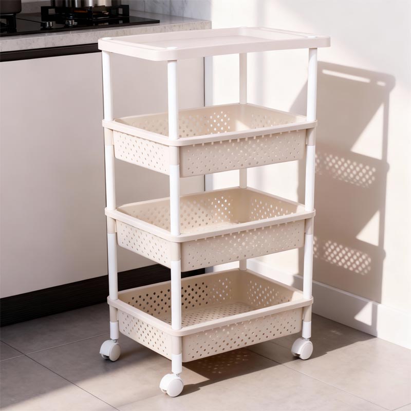 سلة خضار بلاستيك متعددة الاستخدامات – 4 طبقات بارتفاع 90 سم وعرض 30 سم