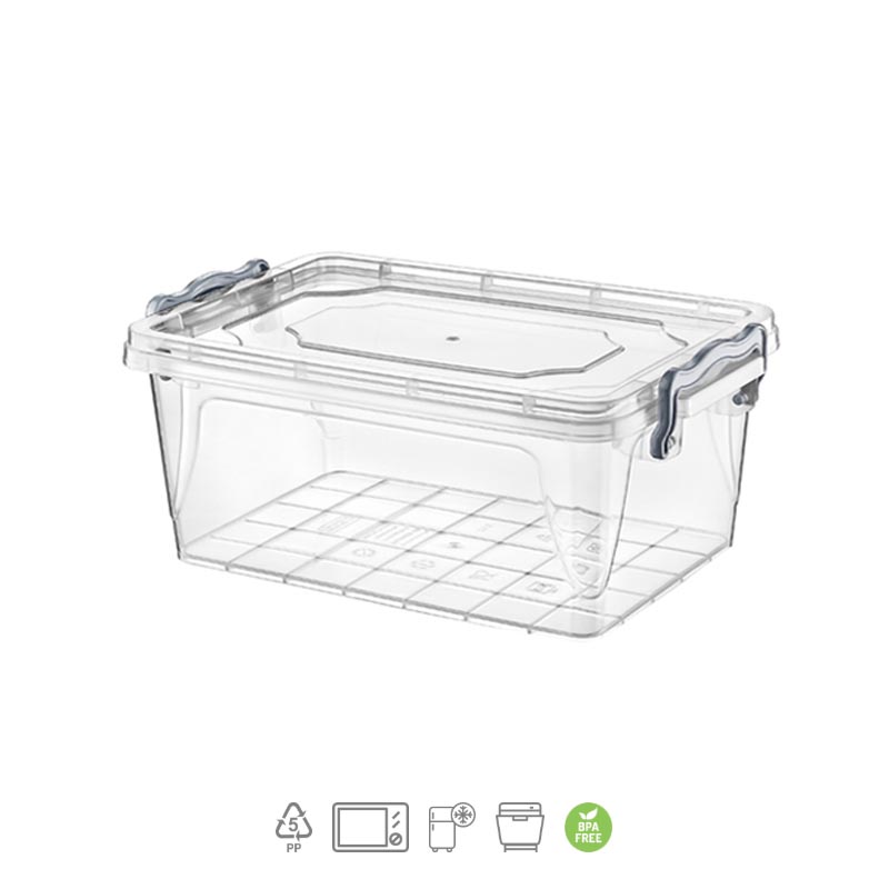 حافظة مستطيلة متعددة الاستخدامات سعة 8 لتر بلاستيك قوي مع غطاء محكم الاغلاق