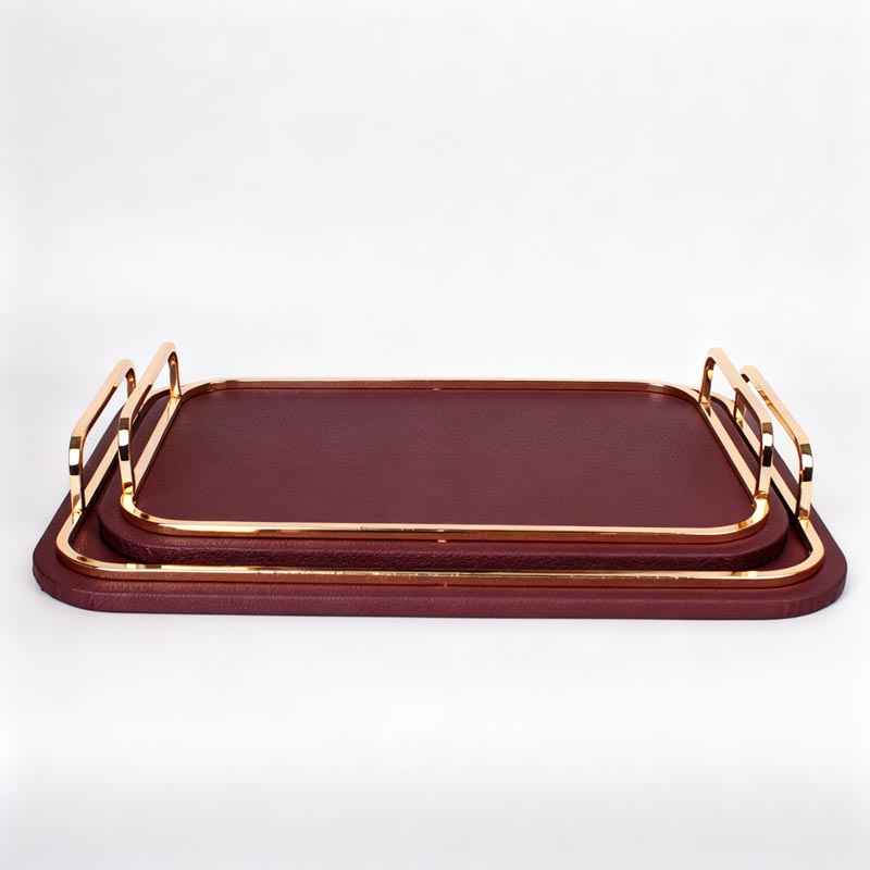 طقم صينية تقديم جلد – حبتين