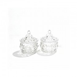 طقم تمرية / سكرية زجاج – صغيرة 7 سم – طقم حبتين