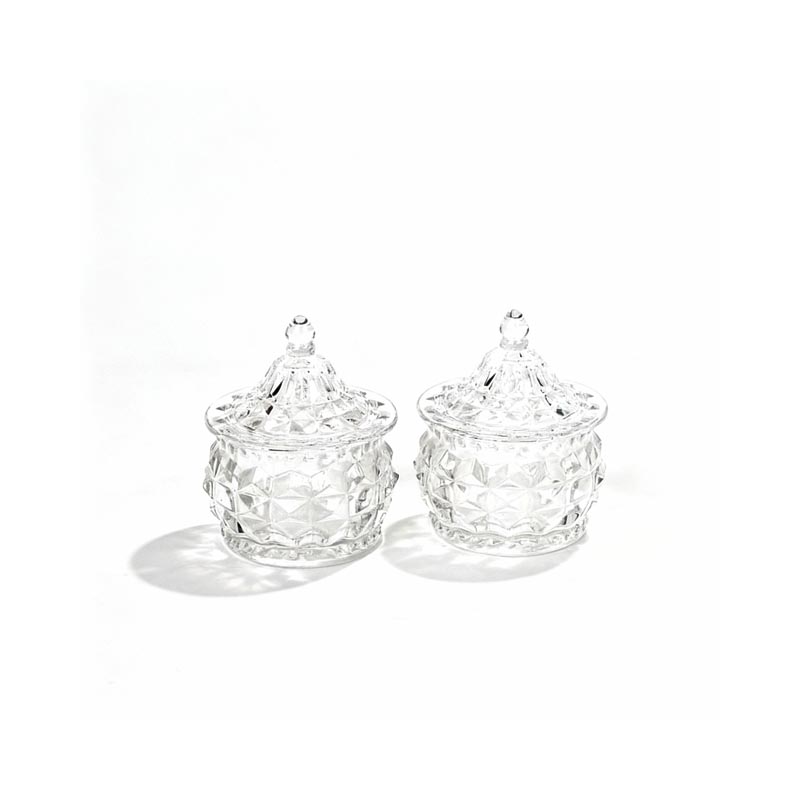 طقم تمرية / سكرية زجاج – صغيرة 7 سم – طقم حبتين