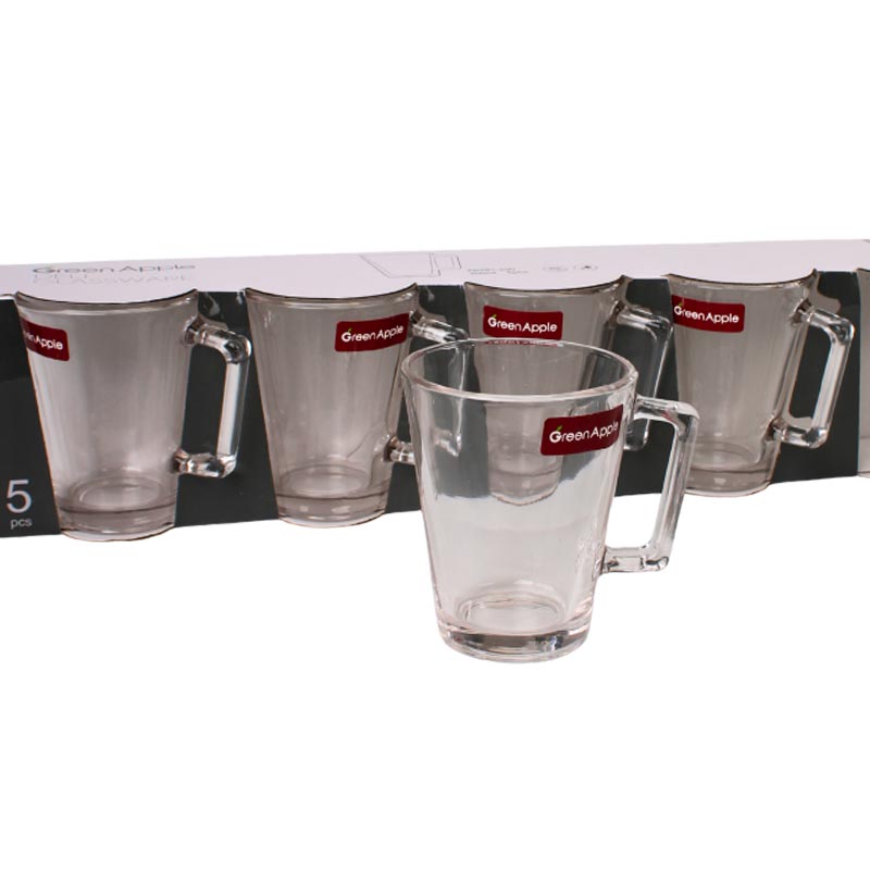 اكواب زجاج 200 مل – طقم 5 حبات كاس, كأس, كيسان, بيالة, بياله, بيالات, 