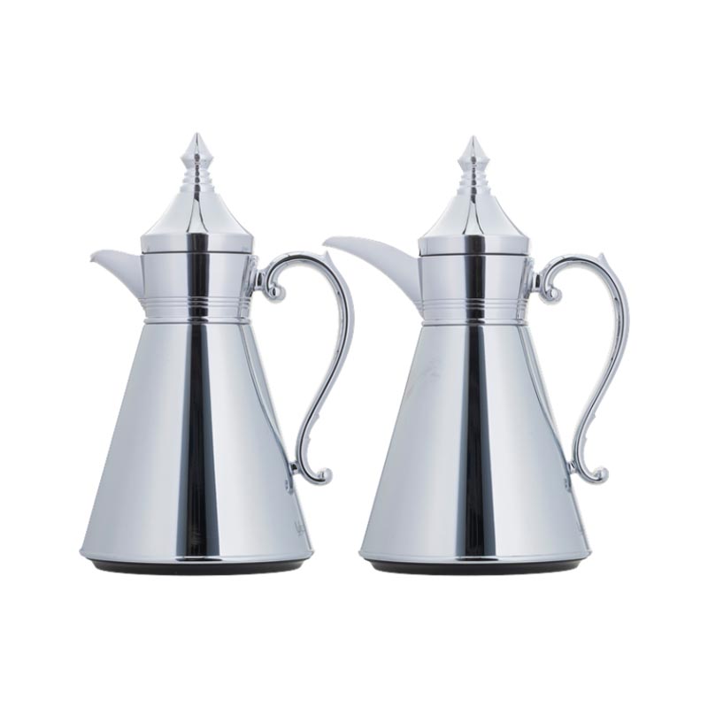 جوليا طقم ترامس قهوة كروم سادة 0.7 لتر