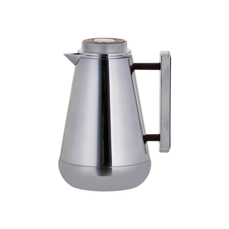 ليليا ترمس قهوة وشاي 0.75 لتر كروم فضي بمقبض خشبي