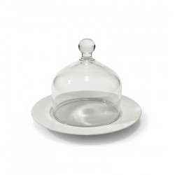 صحن تقديم زجاج مع غطا زجاج 20 سم