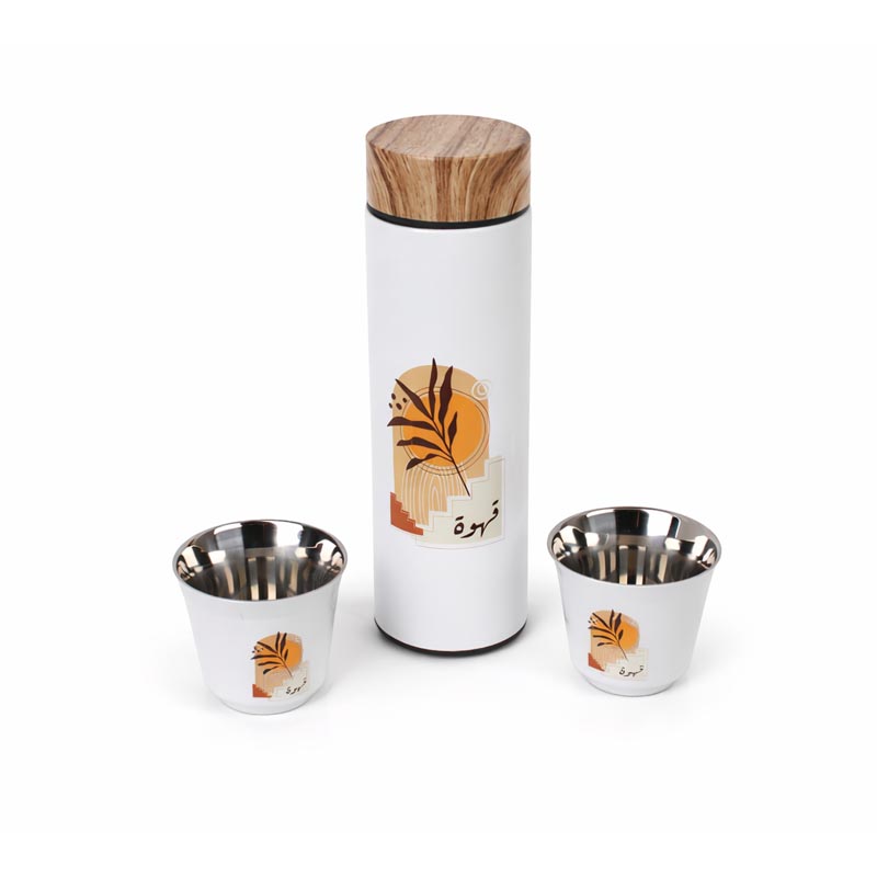 طقم مق 500 مل مع 2 كوب قهوة استيل