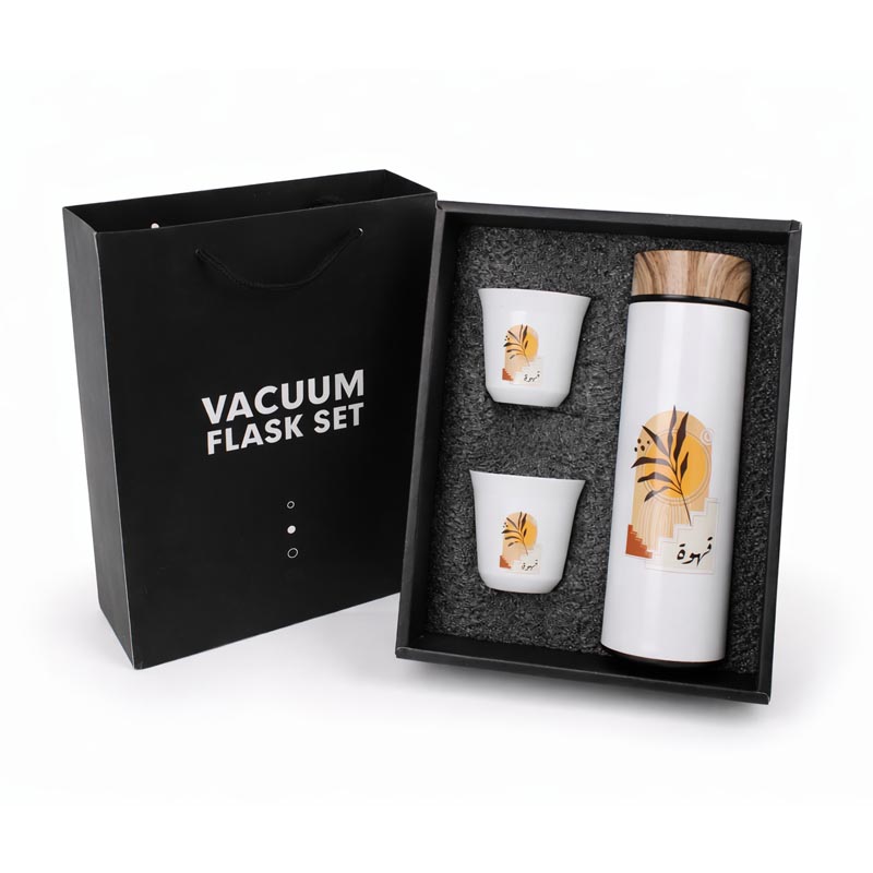 طقم مق 500 مل مع 2 كوب قهوة استيل