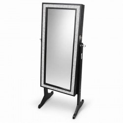 خزانة تنظيم مجوهرات مع مراية - اسود