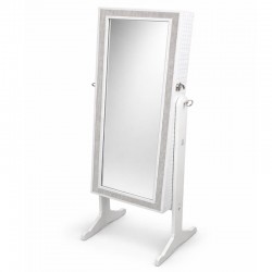 خزانة تنظيم مجوهرات مع مراية - ابيض